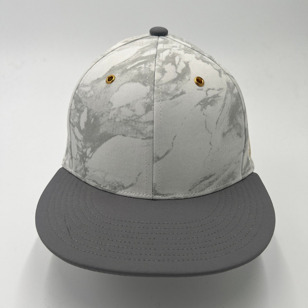 Adidas Sample Baseball Cap Marble Print Grey‎ White Flat Brim Snapback